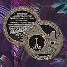 Silver and Black Raider Pirate Yearly (1-50) Alcoholics Anonymous AA  Recovery Medallion