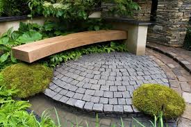 Nice Curves And Elements Stone Wood Water And Plants Garden Seating Outdoor Patio Patio Plants