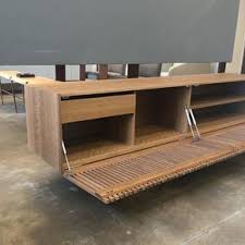 Athena Woodwork Natural Walnut Tv Holder And Media Credenza With Drawer In 2020 Credenza Design Design Living Room Tv Unit Designs