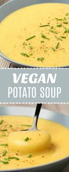 Creamy Vegan Potato Soup Added Leeks And Chopped Ham Used Olive Oil Instead Of Coconut Vegan Potato Soup Vegan Soup Recipes Vegan Soups