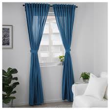 Amilde 2 Gardinen Raffhalter Blau 145x300 Cm Ikea Osterreich Blue Curtains Living Room Curtains Living Room Decor Curtains