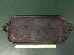 Antique Large Cast Iron Pancake Griddle Camp Fry Pan 19 Double Burner Cast Iron Pancakes Double Burner Cast Iron