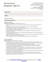 Title Processor Resume Samples Qwikresume