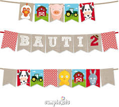 Farm Animals Banner Bunting Personalized And Ready To Print Banderines Animales De La Granja Cumpleanos De Animales De Granja Carteles De Feliz Cumple