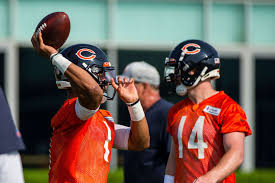 Chicago bears quarterback justin fields finds the end zone for the first time in the preseason, scoring on a rushing touchdown. Gi9nnpb 64nntm