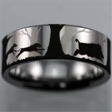 Tungsten Carbide Hogs And Dogs Ring Hunting Wedding Rings Unique Diamond Rings Curved Wedding Band