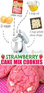 Looking for a cookie recipe for christmas or valentine's day? 4 Ingredient Strawberry Cake Mix Cookies In The Kids Kitchen