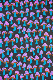 Cotton Steel Front Yard Mushrooms Rayon In Glowy Blue Hippie Wallpaper Mushroom Wallpaper Art Collage Wall
