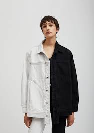 Black And Blue Split Denim Jacket Two Tone Denim Jacket By Eckhaus Latta La Garconne In 2020 Denim Jacket Women Jean Jacket Outfits Denim Jacket