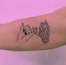 A pinky promise is something we often do as children. Hand Skeleton Pinky Promise Tattoo Promise Tattoo Tattoos Pinky Promise Tattoo