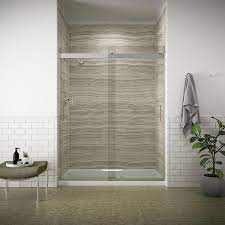 I was not able to get the historic factory tour. Kohler Levity 74 In H X 56 625 In To 59 625 In W Frameless Sliding Bright Silver Shower Door Clear Glass In The Shower Doors Department At Lowes Com