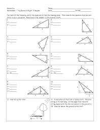 The longest side of a right triangle. Trigonometry Ratios In Right Triangles Worksheet Worksheet List