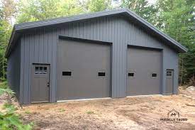 Grey Metal Truss Garage Garage Shop Plans Metal Garage Buildings Metal Shop Building