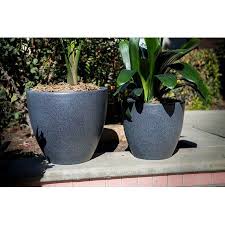 Xbrand Modern Nested Black Round Flower Pot Planter Set Of 2 Different Sizes 14 Inch 12 Inch Tall Walmart Com Planters Small Planter Small Garden