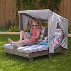 Double Kids Outdoor Chaise Lounge with Cup Holder KidKraft