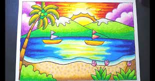 Gradasi warna di gambar pemandangan ini manis banget ya kalau dilihat. Gambar Pemandangan Kartun Berwarna