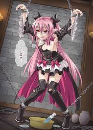 kyuutou (kyuutouryuu), krul tepes, owari no seraph, translation request,  1girl, ankle cuffs, bdsm, boots, chain, cuffs, enema, pink hair, pointy  ears, red eyes, restrained, syringe, thigh boots, thighhighs, torn clothes,  twintails -