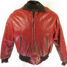 Vintage 40s Steerhide Leather Jacket Mens 44 Narragansett Two Tone Red Quilted The Clothing Vault Leather Jacket Men Red Jacket Leather Leather Jacket Style