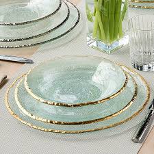12pc contemporary square clear glass dinnerware set 4 large dinner plates 4 salad plates 4 soup bowls stackable dishwasher safe home kitchen food service equipment sturdy 4.6 out of 5 stars 3 $52.35 $ 52. Beautiful And Dishwasher Safe Annieglass Edgey Dinnerware Beautiful Green Glass With Gold Or Platinum E Glass Charger Plates Clear Glass Plates Glass Charger