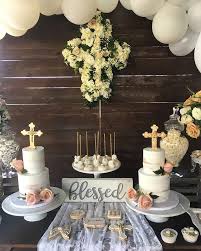 Lorena On Instagram A Gorgeous Vintage Christening And First Communion Dessert T Baptism Decorations Girl First Communion Decorations Baptism Decorations Boy