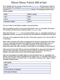 Signature of buyer and seller. Free Illinois Motor Vehicle Secretary Of State Bill Of Sale Form Pdf Word Doc