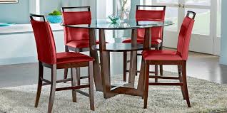Ciara Espresso 5 Pc 48 Round Counter Height Dining Set With Red Stools Rooms To Go Circular Dining Room Round Dining Room Table Dining Room Table Set