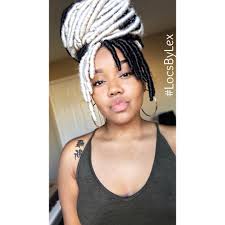 Black And White Braids Locsbylex On Instagram Black And White Faux Locs With Full Fringe Bangs Fauxlocsnbeautiful Fauxlocsnbea Faux Locs Hairstyles Locs Hairstyles Hair Styles