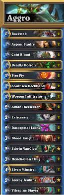 Today's decks are brought to us by two community members, kiwiinbacon and jeleniowatyy, who have both been hard at work finding ways to play. Budget Aggro Rogue Hearthstone Decks