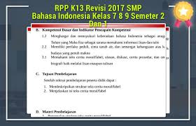 Rpp bahasa indonesia kelas 8 k13 revisi 2017. Rpp K13 Revisi 2017 Smp Bahasa Indonesia Kelas 7 8 9 Semeter 2 Dan 1 Operator Sekolah