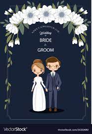Cute Cartoon Couple For Wedding Invitations Card Download A Free Preview Or High Quality Adobe Illus Undangan Pernikahan Lucu Kartu Pernikahan Kartun Pasangan
