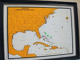 Vintage Map Magnetic Hurricane Tracking Chart 1967