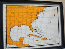 vintage map magnetic hurricane tracking chart 1967