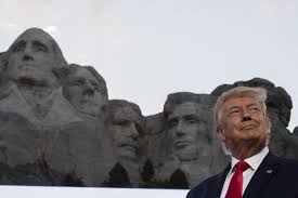 Mount rushmore's avenue of flags at night ~ june 6 8 gift shop. At Mt Rushmore Trump Uses Fourth Of July Celebration To Stoke A Culture War Los Angeles Times