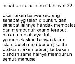 Ceritakanlah kepada mereka kisah kedua putera adam (habil dan qabil) menurut yang sebenarnya, ketika keduanya mempersembahkan korban, maka diterima dari salah seorang dari mereka berdua. Asbabul Wurud Al Maidah 32 Brainly Co Id