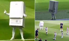 West brom's regular mascot is baggie the bird. West Brom Unveil Bizarre Boiler Man Mascot On Hawthorns Pitch Ahead Of Clash With Bolton Daily Mail Online