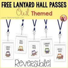 Free Owl Theme Hall Passes For Lanyards Owl Theme Classroom Owl Classroom Classroom Passes