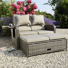 Rattan Lounge 2er Garten Sofa Das Auch In Ein Bett Verwandelt Werden Kann In 2020 Garten Lounge Gartensofa Loungemobel Garten