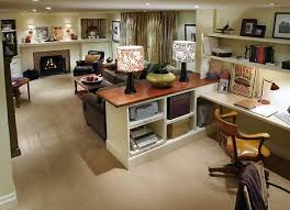 Finished Basement Layout Family Room And Workspace Combined Living Room Office Combo Basement Layout Family Room Design