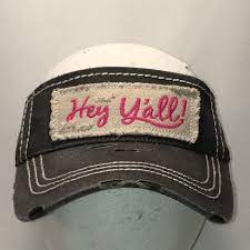 Vintage Funny Saying Golf Visor Hey Yall Womens Baseball Cap Etsy Mom Hats Womens Baseball Cap Hats For Men