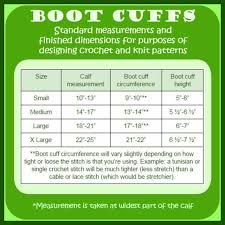 Crochet Boot Cuff Size Chart Knitted Boot Cuffs