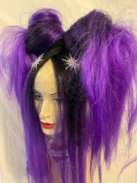Gothic Goddess Black & Vibrant Purple Ombre High Volume Huge Crimped  Missneedles Exclusive Design Vampiress Hair Falls Goth Fetish Kink