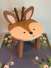 Kids Furniture Stool Animal Stool Reindeer Deer Hand Painted Wood Kids Chair Children S Furniture Boho Triba Animal Stools Kids Chairs Woodland Nursery Decor