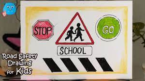 Road travel and safety topic word cards (sb7832) a set of word and picture cards with items linked to road travel and safety. How To Draw Road Safety Poster Easy Road Sign Drawing Idea For School Kids Youtube
