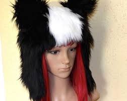 Dark Gray Cat Hood Faux Fur Animal Kitty Hat