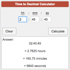 Add hours minutes seconds to time calculation. Time To Decimal Calculator