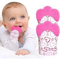 Amazon.com : Giftty Baby Teething Mitten, Self-Soothing Teether Glove, Pain  Relief Silicone Mitt, Double Breathable, Stay