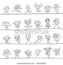 Black And White Kids Playing Cartoon Happy Kids Hand Drawing Cartoon Character Vector Illustration Disegni A Mano Disegni Animati Viaggio Tatuaggio
