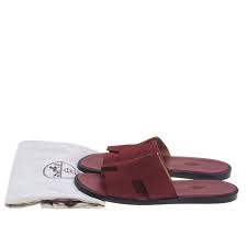 Hermes Maroon Suede Izmir Sandals Size 43 5