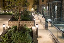 We Ef Outdoor Lighting Enhances Ambience At Valentine Place In The Heart Of London Cty150 Led Ft Bollards Line The Walkways Through The Residential Developm