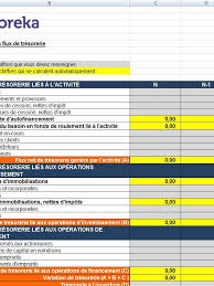 Feuille De Calcul Tableau Des Flux De Tresorerie